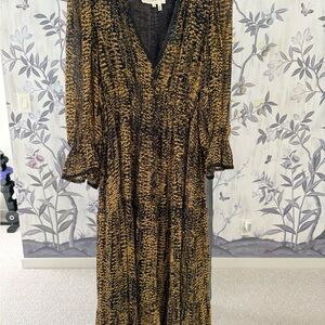ba&sh Black and Gold Long Sleeve Dress